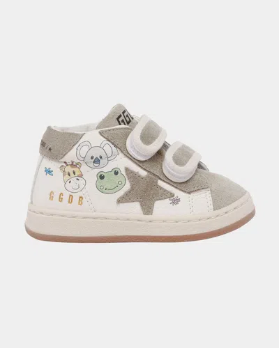 Golden Goose Babies' Beige Comb Kids' June Animal-face Leather High-top Trainers Eur 22 /5.5 Uk