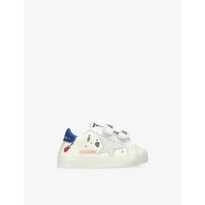 Golden Goose White/navy Kids' Baby School Leather Low-top Trainers Eur 18 / 2 Uk