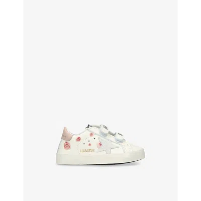 Golden Goose Cream Comb Kids' Baby School Logo-print Leather Low-top Trainers Eur 18 / 2 Uk