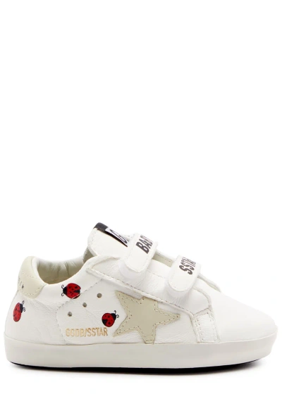 Golden Goose Kids Baby School Printed Leather Sneakers In White