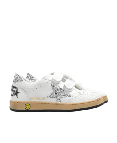 Golden Goose Kids Ball Star Glittered Sneakers In White