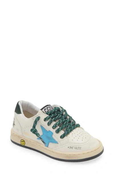 Golden Goose Baby White Ball Star Sneakers In White/sky Blue