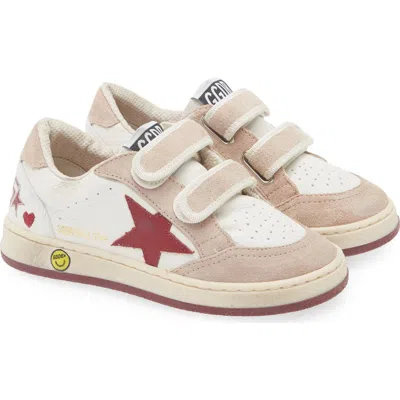 Golden Goose Kids' Ball Star Sneaker In White/red/pink