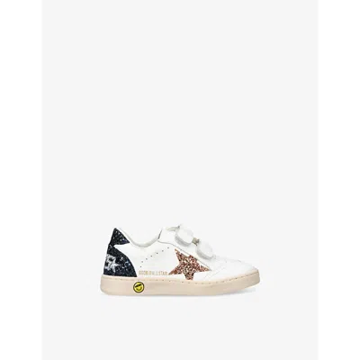 GOLDEN GOOSE COMB KIDS' BALLSTAR GLITTER LOGO-PRINT LEATHER LOW-TOP TRAINERS EUR 27 / 9 UK