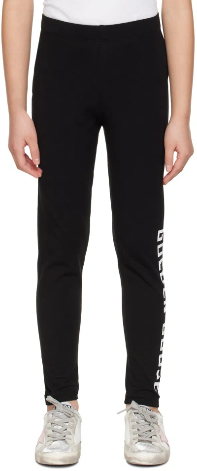 Golden Goose Kids Black Printed Leggings In 80203 Black/white