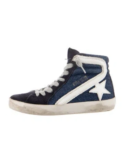 Pre-owned Golden Goose Kids Boys' Denim High Top Sneakers In Blue/white