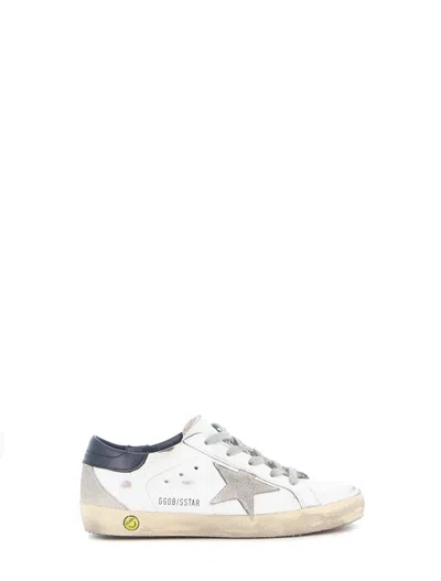 Golden Goose Kids Boys Mini Leather Suede Star Sneakers With Rubber Sole In Bianco