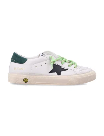 Golden Goose Kids Mini Leather Sneakers With Lace-up Closure In White