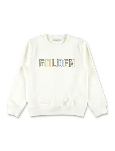 Golden Goose Kids Mini Multicolored Lettering Round Neck Sweater In Neutral