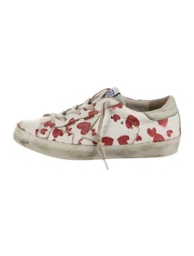 Pre-owned Golden Goose Kids Girls' Heart Pattern Sneakers In Red/white