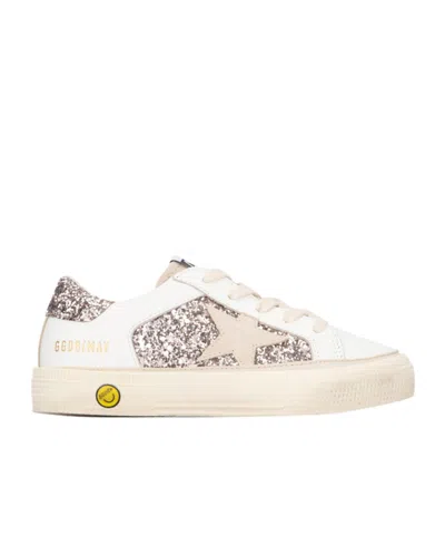 Golden Goose Kids Glitter-detailed Round Toe Sneakers In Neutral