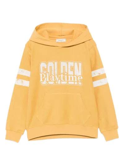 Golden Goose Kids Hooded Sweatshirt With Front Pocket For Boys In Yellow