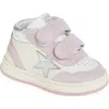 Golden Goose Baby June Leather Sneakers In White/pink/silver