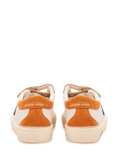 Golden Goose Kids Kids Mini School Sneakers In Leather With Cushioned Rubber Sole In Multi