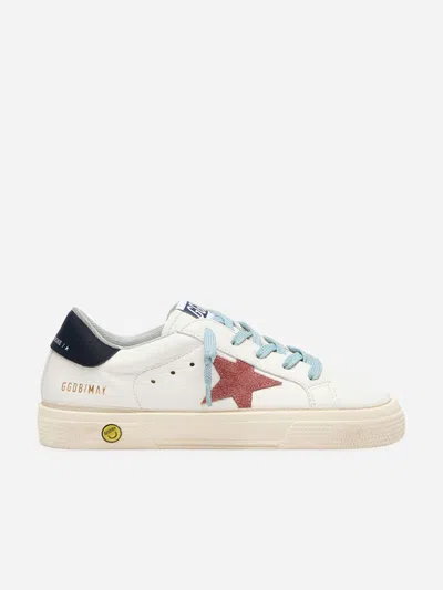 Golden Goose Kids Leather And Suede Star May Trainers In Animal Print
