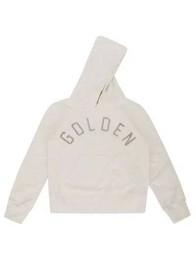 Golden Goose Kids Logo Embellished Hoodie In White