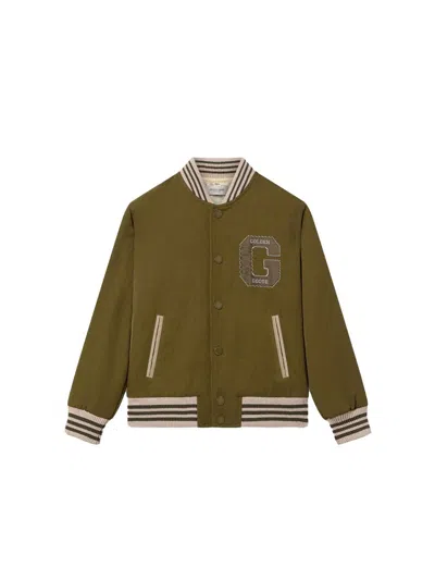 Golden Goose Kids Logo Jacket In Green