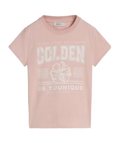 Golden Goose Round Neck Short Sleeve T-shirt In Pink