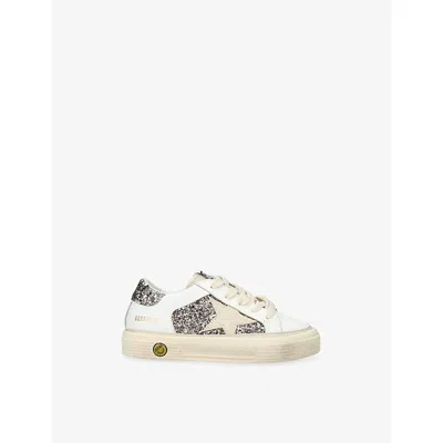 Golden Goose Kids' May Glitter Leather Trainers Gold Comb Eur 25 /7.5 Uk