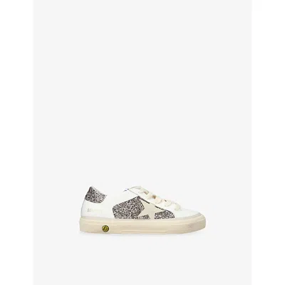 Golden Goose Kids' May Glitter Leather Trainers Gold Comb Eur 33 / 1 Uk