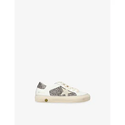 Golden Goose Kids' May Glitter Leather Trainers Gold Comb Eur 39 /5.5 Uk