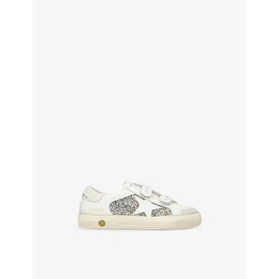 Golden Goose White/comb Kids' May Logo-print Leather Low-top Trainers Eur 26 / 8.5 Uk