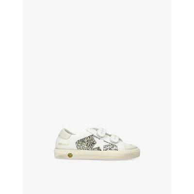 Golden Goose White/comb Kids' May Logo-print Leather Low-top Trainers Eur 35 / 2.5 Uk