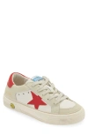 Golden Goose May Leather And Nabuk Upper Leather Star And Heel In White/ Ice/ Red