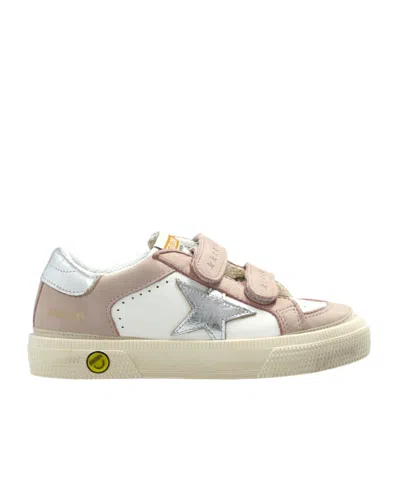 Golden Goose Kids May Panelled Sneakers In White/light Pink