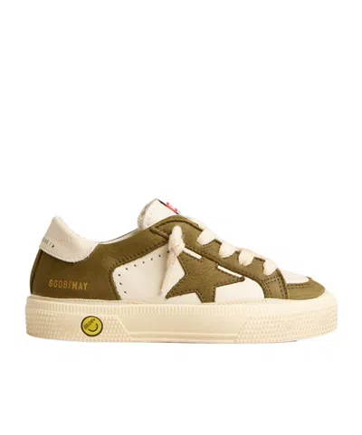 Golden Goose Kids May Round Toe Lace-up Sneakers In Nude