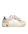 Golden Goose Kids May School Touch-strap Sneakers In Nude