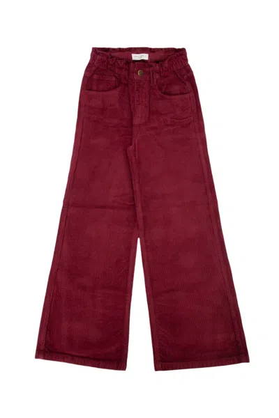 Golden Goose Kids Mini Pants In Cotton Blend In Burgundy