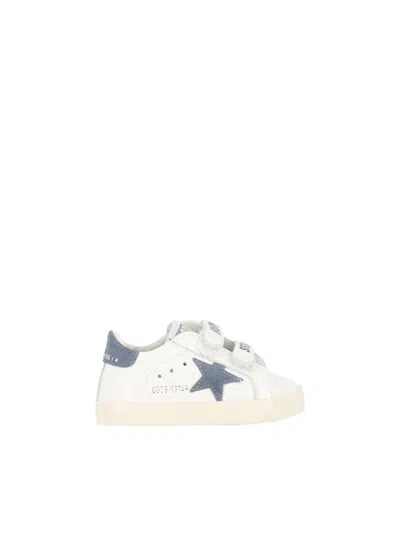 Golden Goose Kids Mini Sneakers With Suede Star & Heel Tab, Hook-and-loop Closure In Bianco