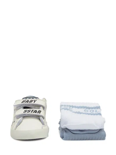 Golden Goose Kids Mini Stylish Sneakers For Kids In White Power Blue