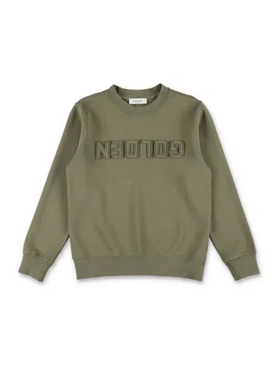 Golden Goose Kids Mini Vintage-inspired Crew Neck T-shirt For Boys In Green