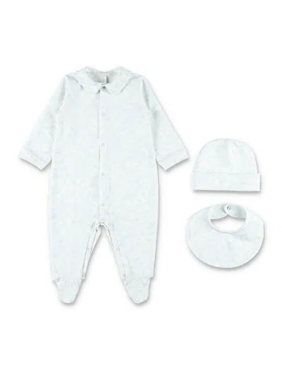 Golden Goose Kids Mini Vintage-inspired Newborn Gift Set In Off White/baby Blue