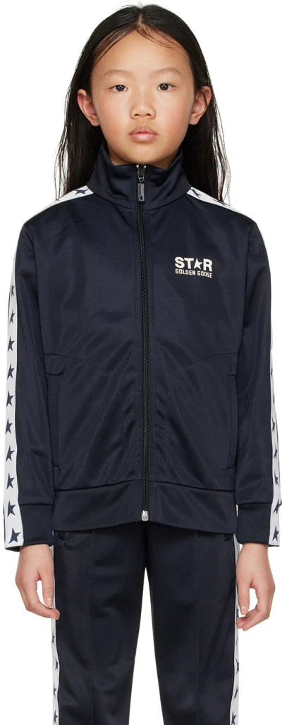 Golden Goose Kids Navy Star Track Jacket In 50767 Dark Blue/ Whi