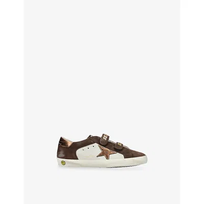 Golden Goose Kids' Old School Laminated Suede Traine In Brown/oth