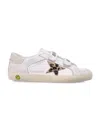 Golden Goose Kids Old School Leather Sneakers With Pony Hair Star In Multi