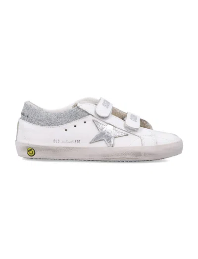 Golden Goose Kids Old School Sneakers For Girls With Double Hook-and-loop And Glitter Heel Tab In Multi