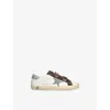 Golden Goose Old School Leather Sneakers With Light Blue Suede Star And Heel Tab In Multi