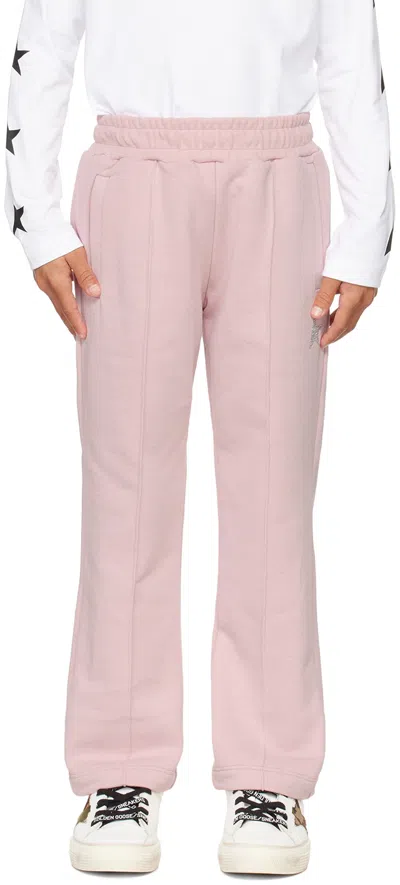 Golden Goose Kids Pink Star Glitter Lounge Pants In 25592 Pink/silver