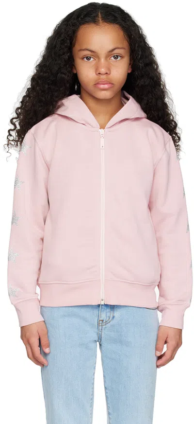 Golden Goose Kids Pink Star Hoodie In 25592 Pink/silver