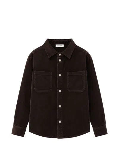 Golden Goose Kids Ribbed Shirt With Logo In Brown