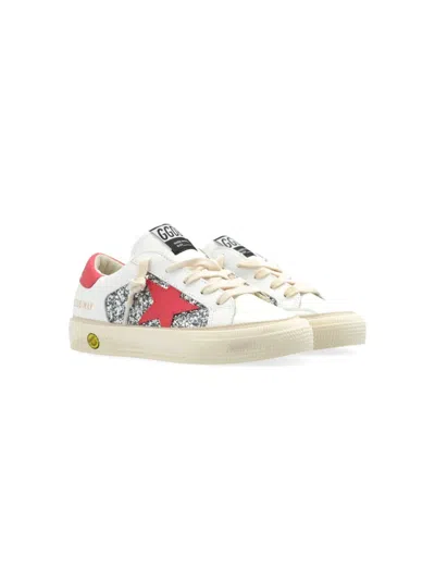 Golden Goose Kids Sneakers White In Silver/white/red