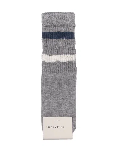 Golden Goose Kids' Socks High Rib/ Stripes/ Distressed In Gray