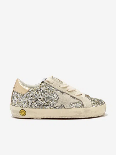 Golden Goose Trainers Super-star In Silver Glitter Gold