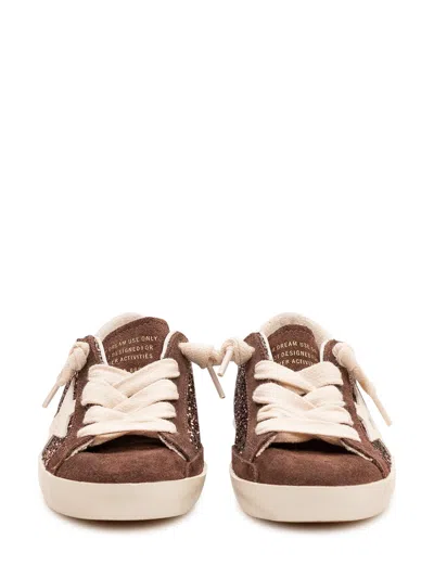 Golden Goose Kids Super Star Glitter Mini Sneakers In Brown
