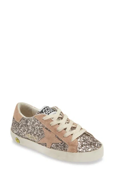 Golden Goose Super Star Glitter Upper Suede Star And Heel In Pink