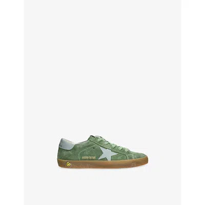 Golden Goose Reen Kids' Super-star Suede Trainers Eur 30 / 12 Uk In Green